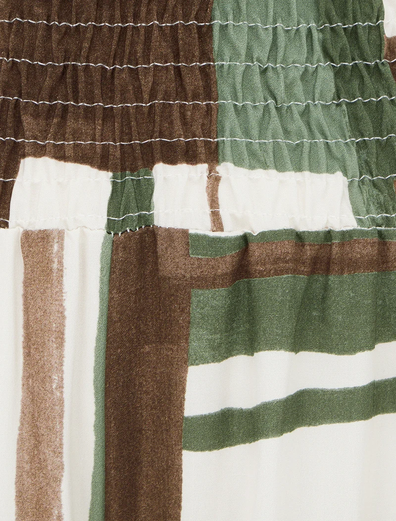 Elastische Hose mit abstraktem Print - Kaki