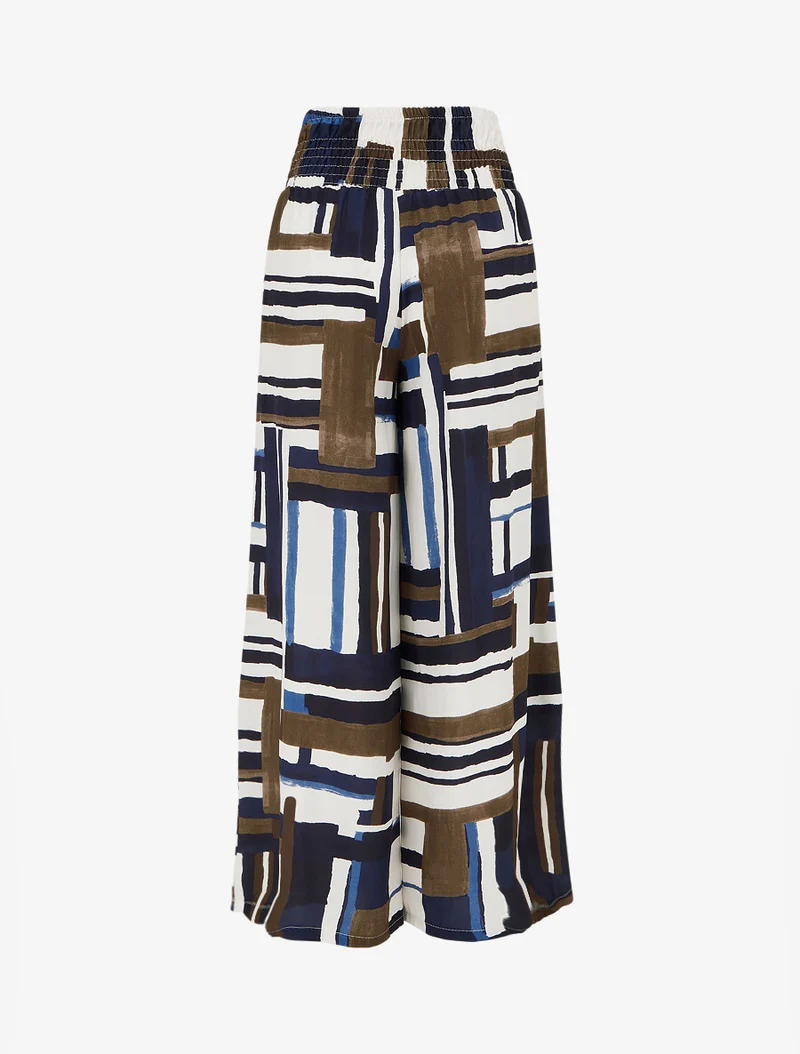 Elastische Hose mit abstraktem Print - Marine