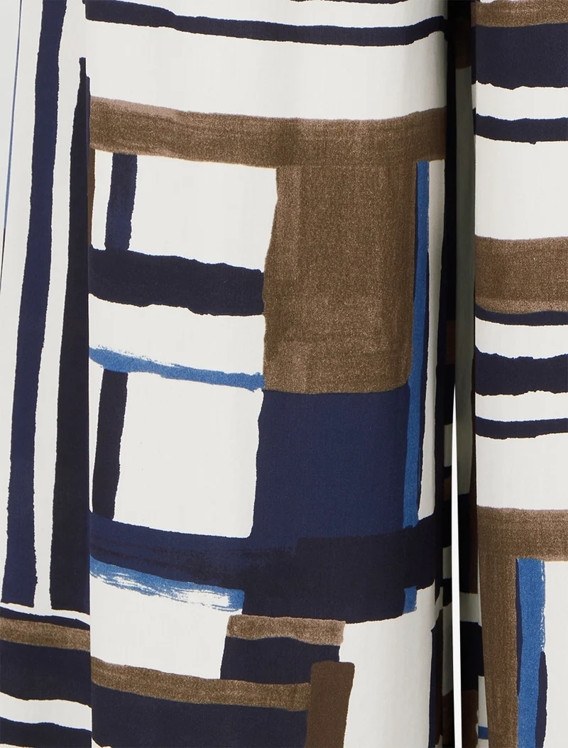 Elastische Hose mit abstraktem Print - Marine
