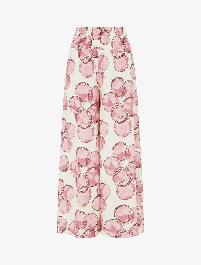 Elastische Hose mit Kreisaufdruck - Rose