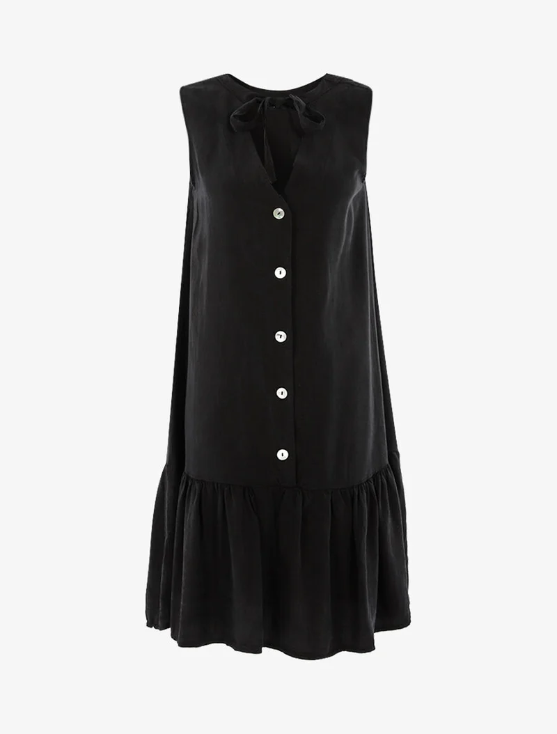 Kleid mit großem Volant - Schwarz