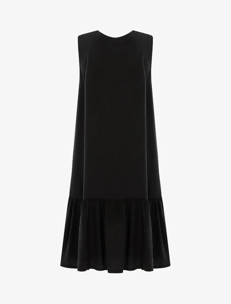 Kleid mit großem Volant - Schwarz