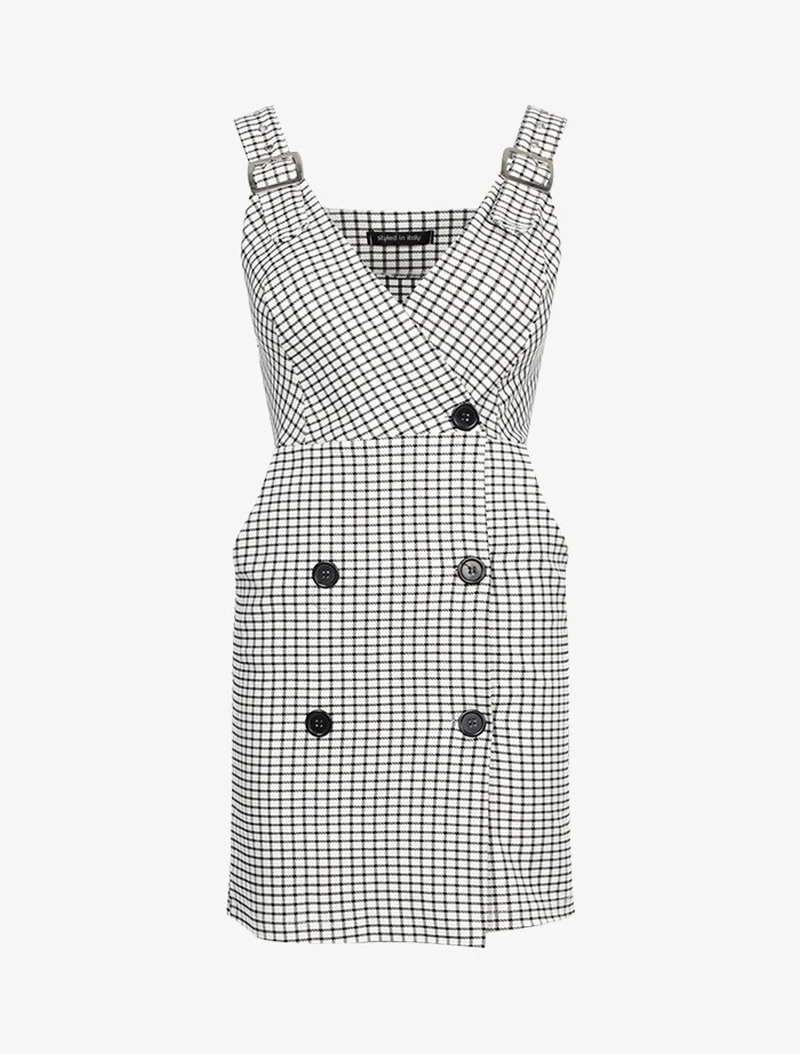 Kleid mit kleinen Karos - Schwarz