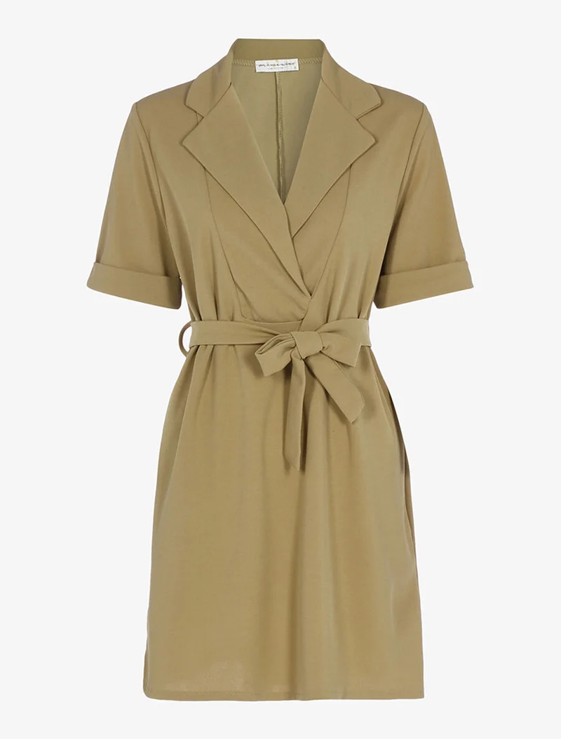 Fließendes A-Linien-Kleid - Kamel