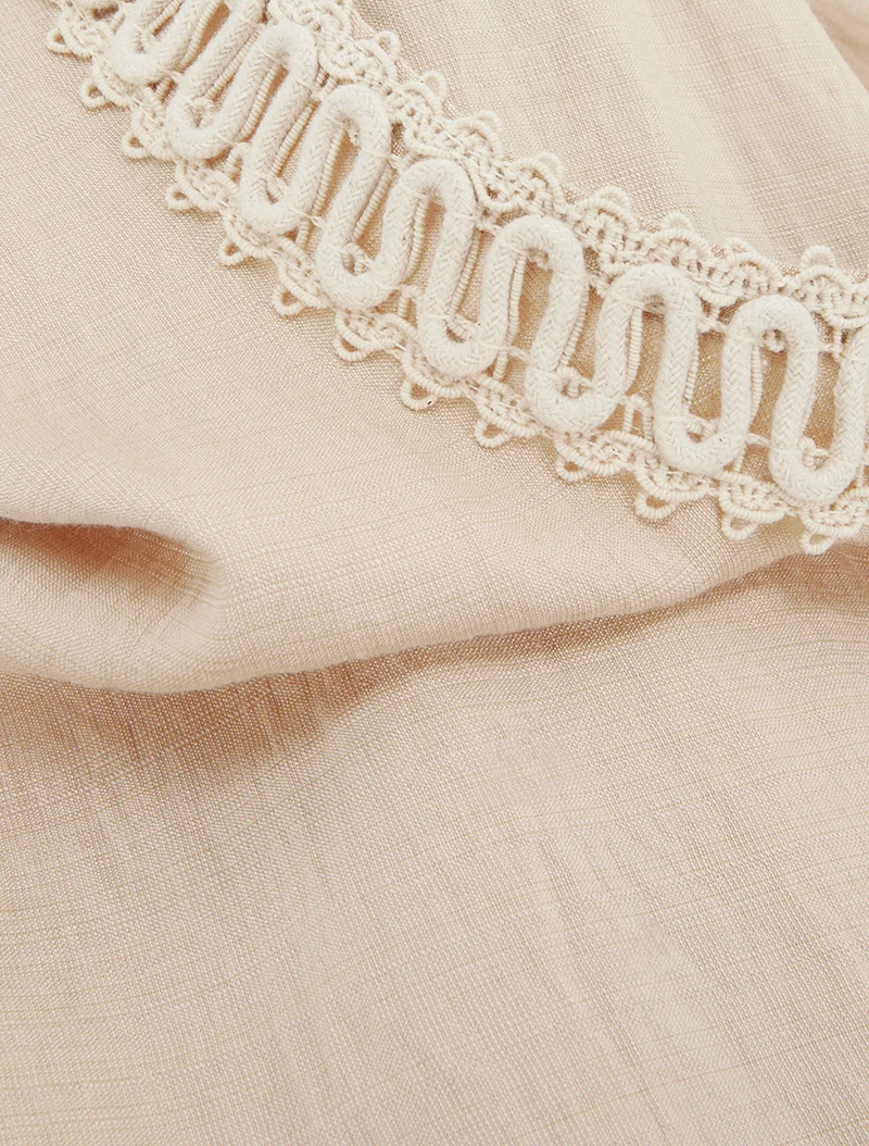 Ärmelloses, gerades Top mit Stickereien - Beige