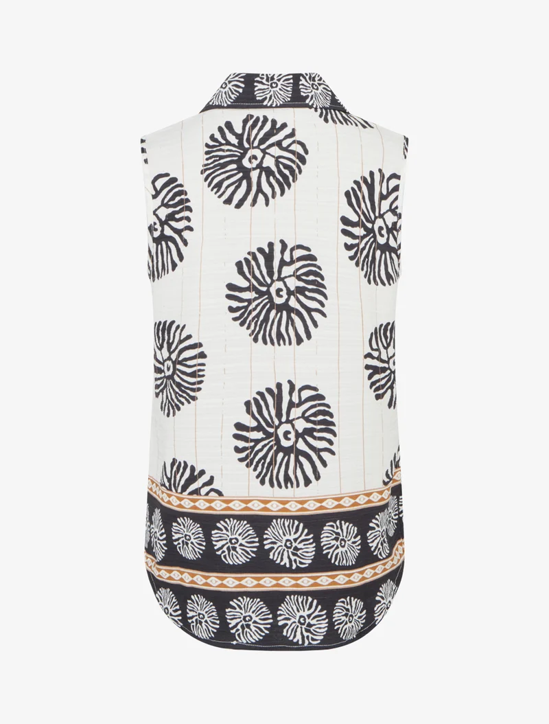 Ärmelloses Hemd mit Anemonen-Print - Schwarz
