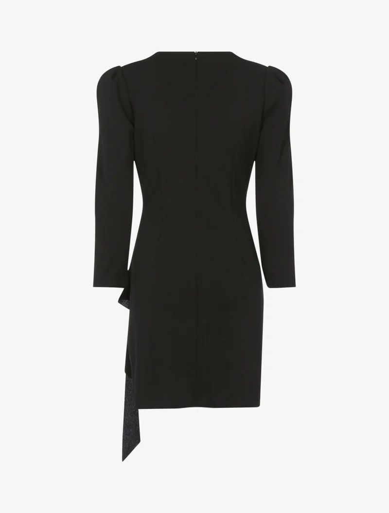 Kleid mit breiten Schultern und Bahnen - Schwarz