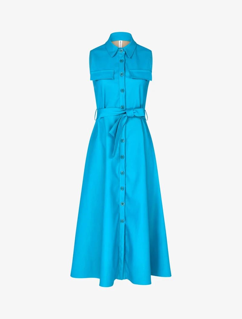 Hemdblusenkleid aus Kunstleder - Türkis