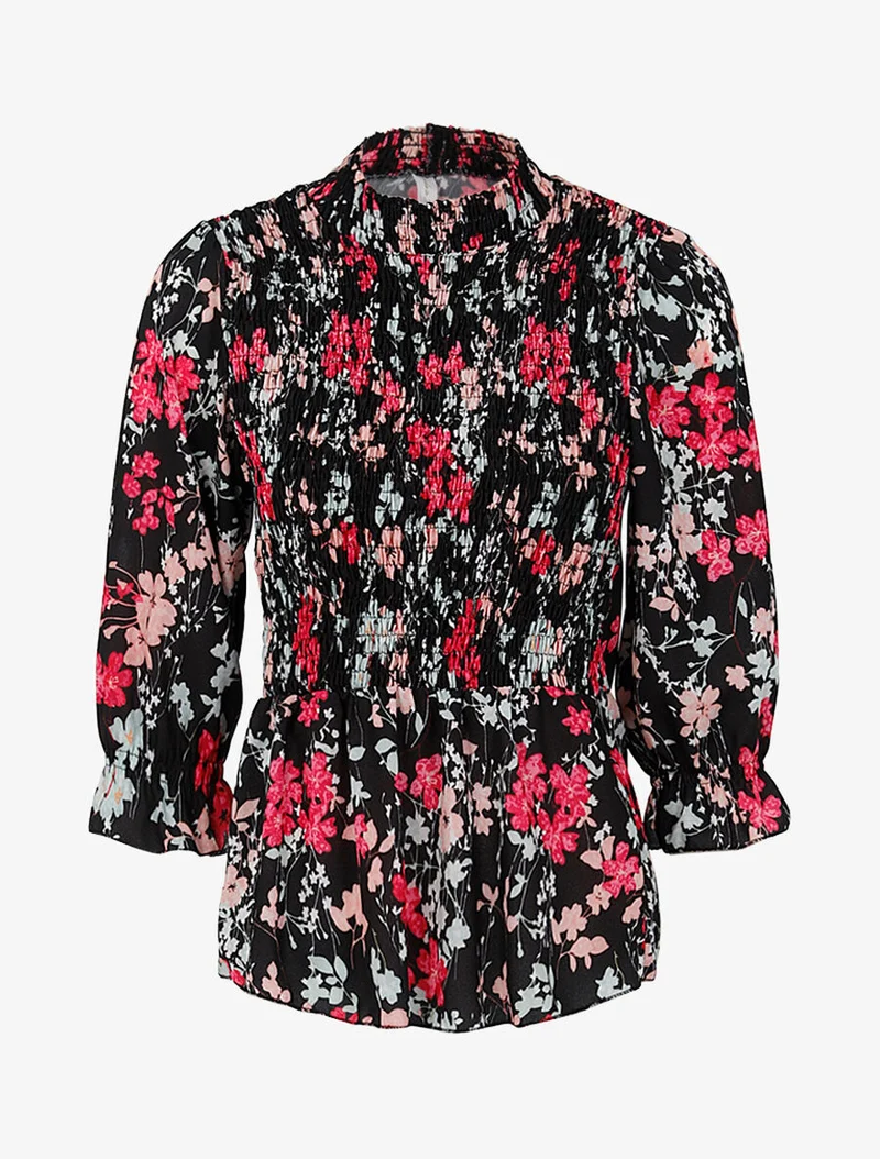 Elastisches Bustier-Top mit Print - Schwarz