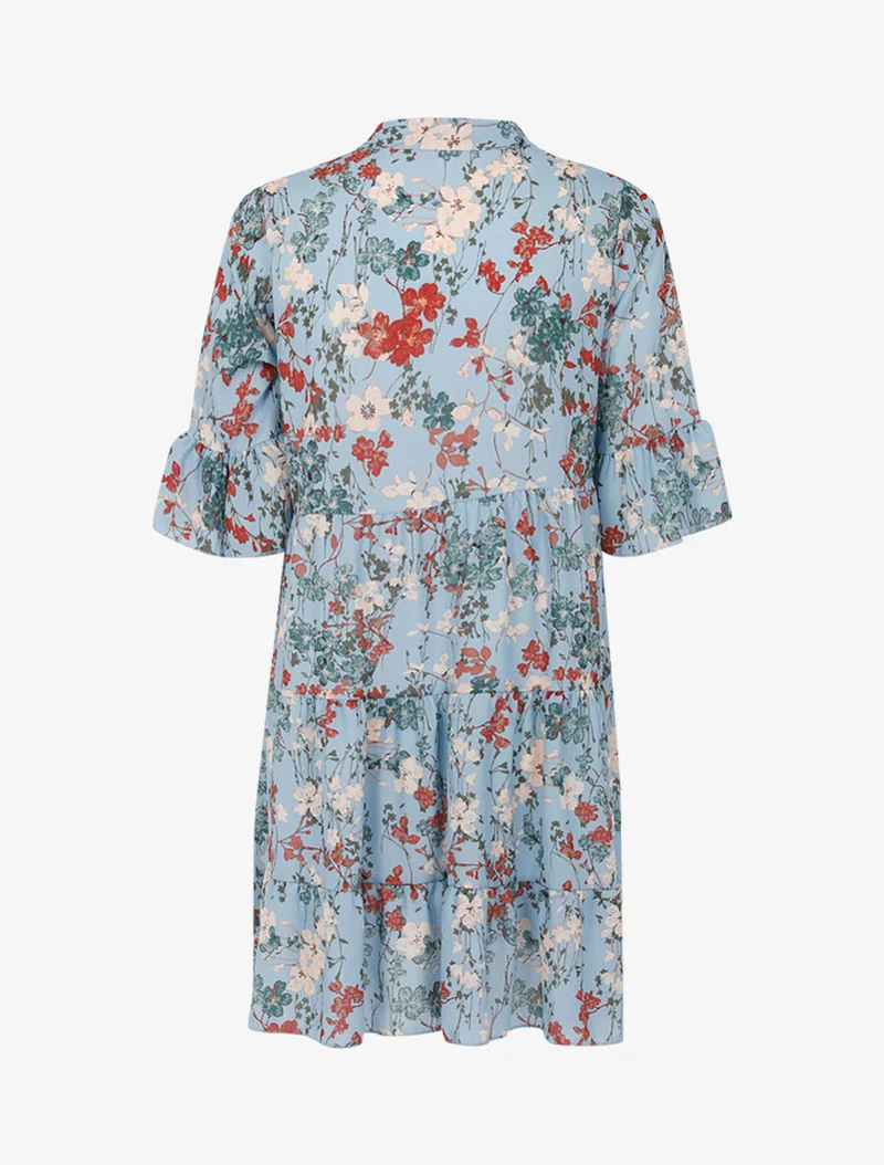 Weit geschnittenes Kleid mit geradem Schnitt und Print - Himmelblau