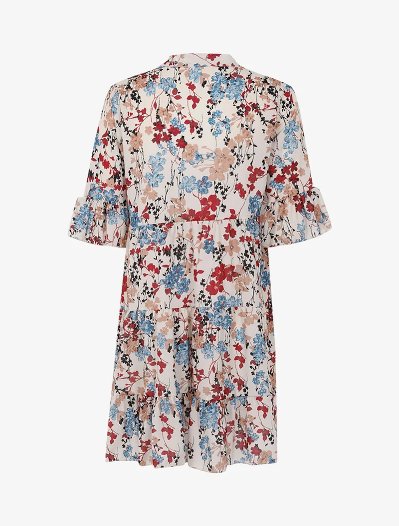 Weit geschnittenes Kleid mit geradem Schnitt und Print - Ecru
