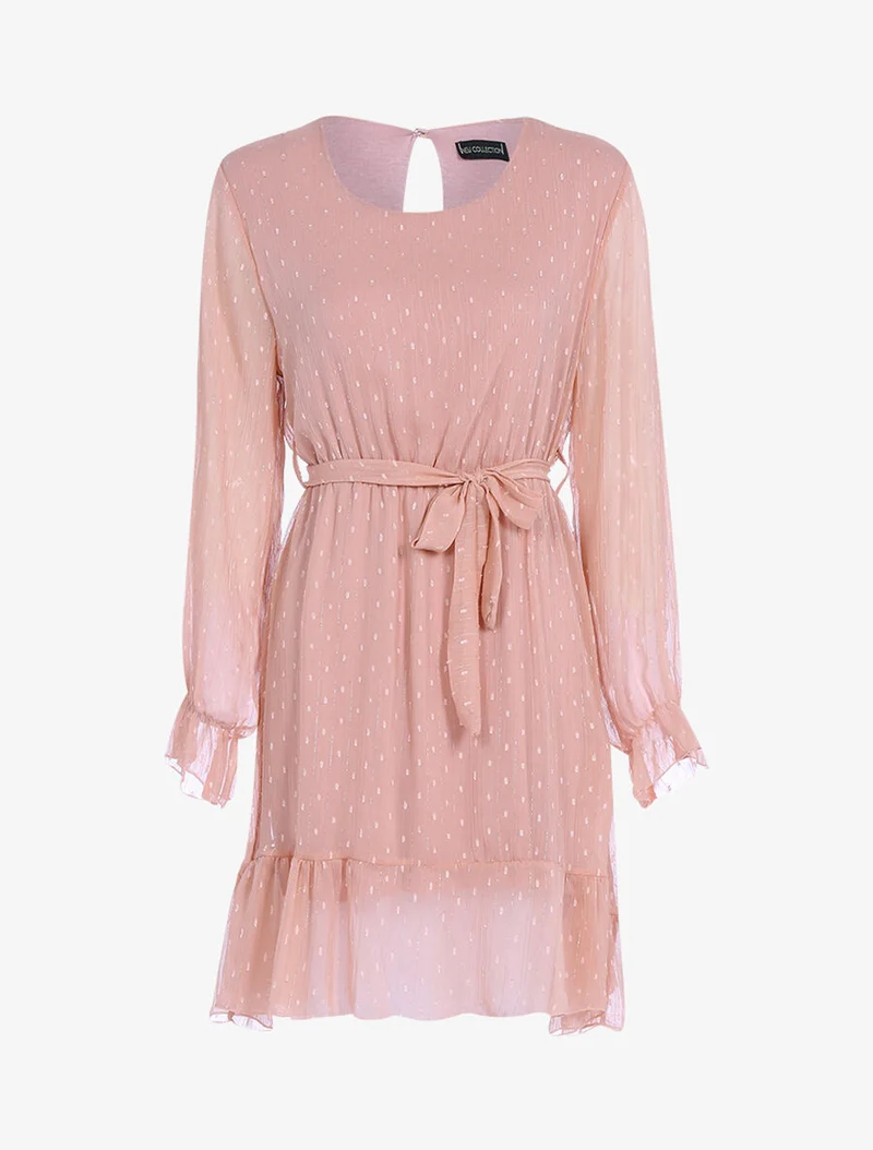 Kleid mit gestickten Punkten - Rose