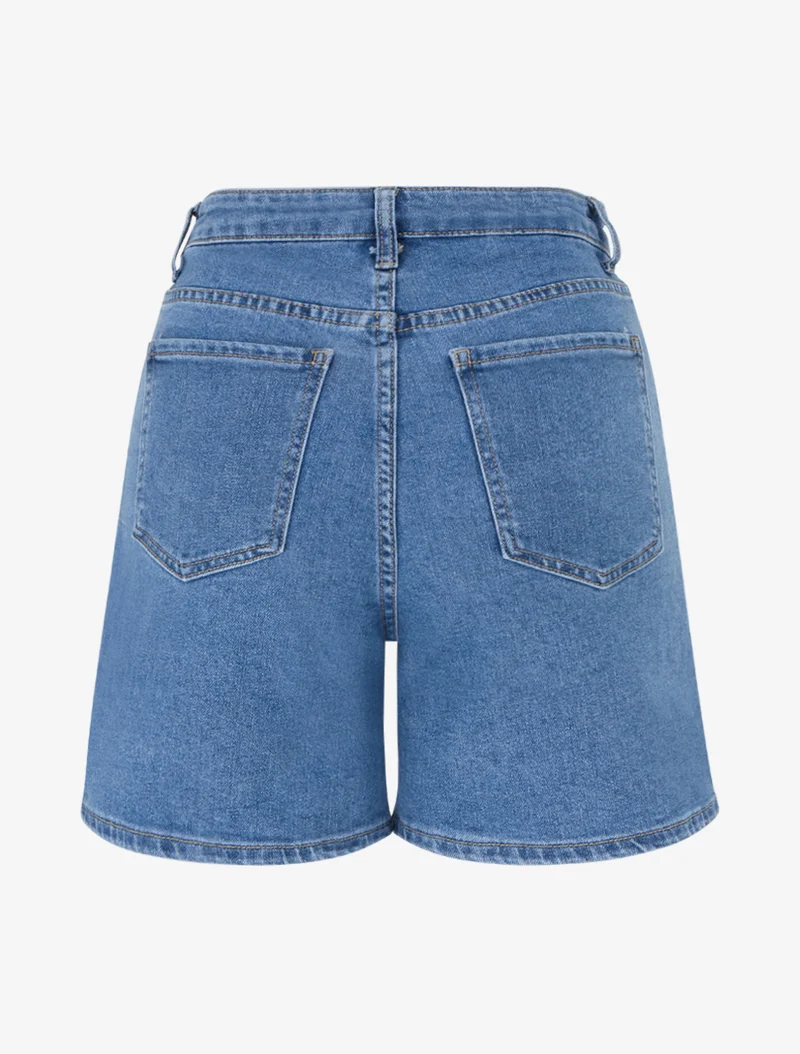 Doppelt geknöpfte Shorts mit geradem Schnitt - Blau