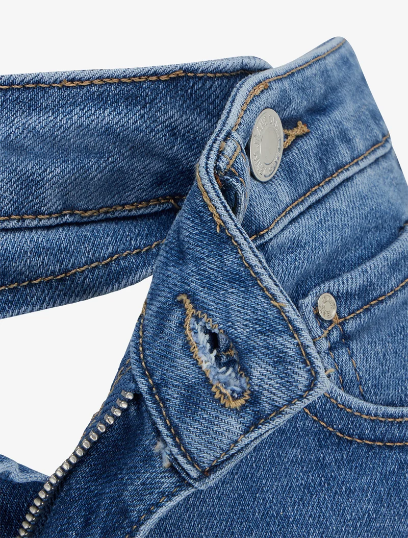 Doppelt geknöpfte Shorts mit geradem Schnitt - Blau