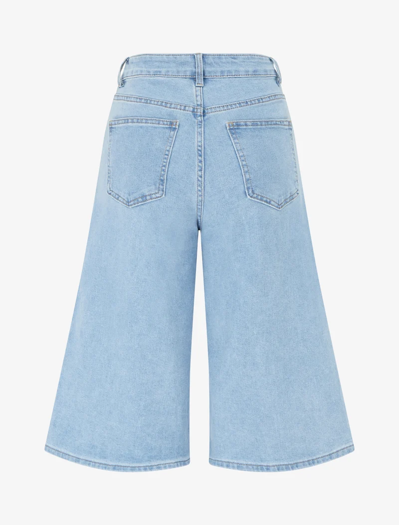 Weite Jeans-Bermuda - Hellblau