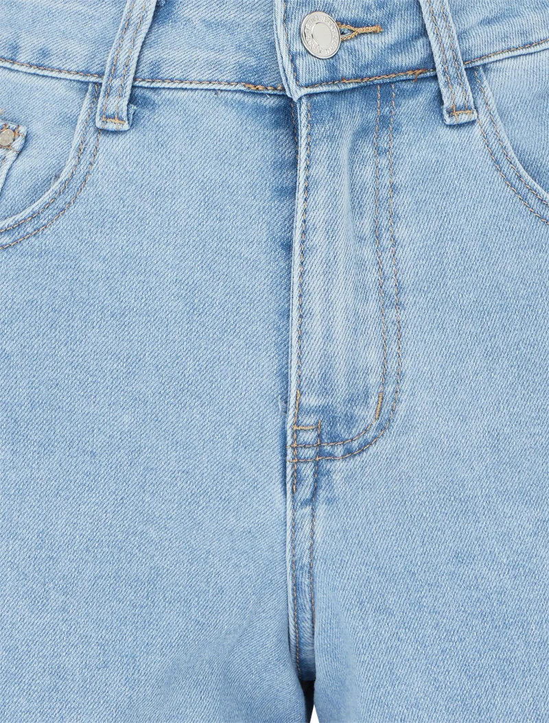 Weite Jeans-Bermuda - Hellblau