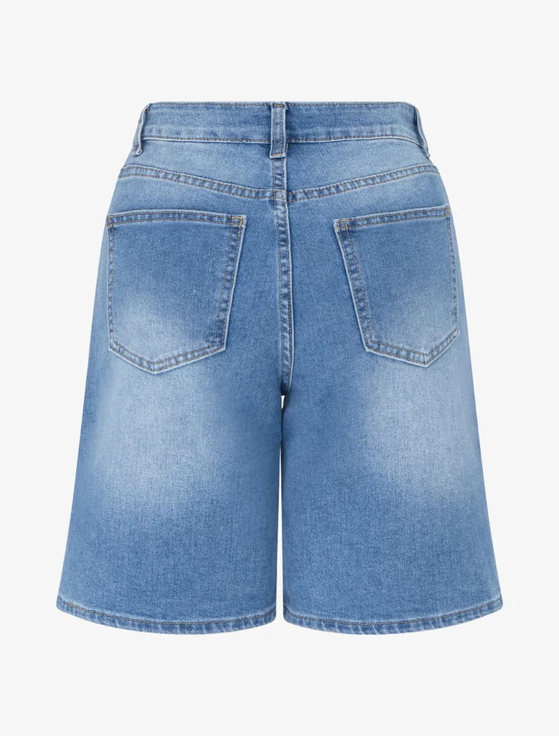 Jeans-Bermuda im verwaschenen Look mit geradem Schnitt - Blau