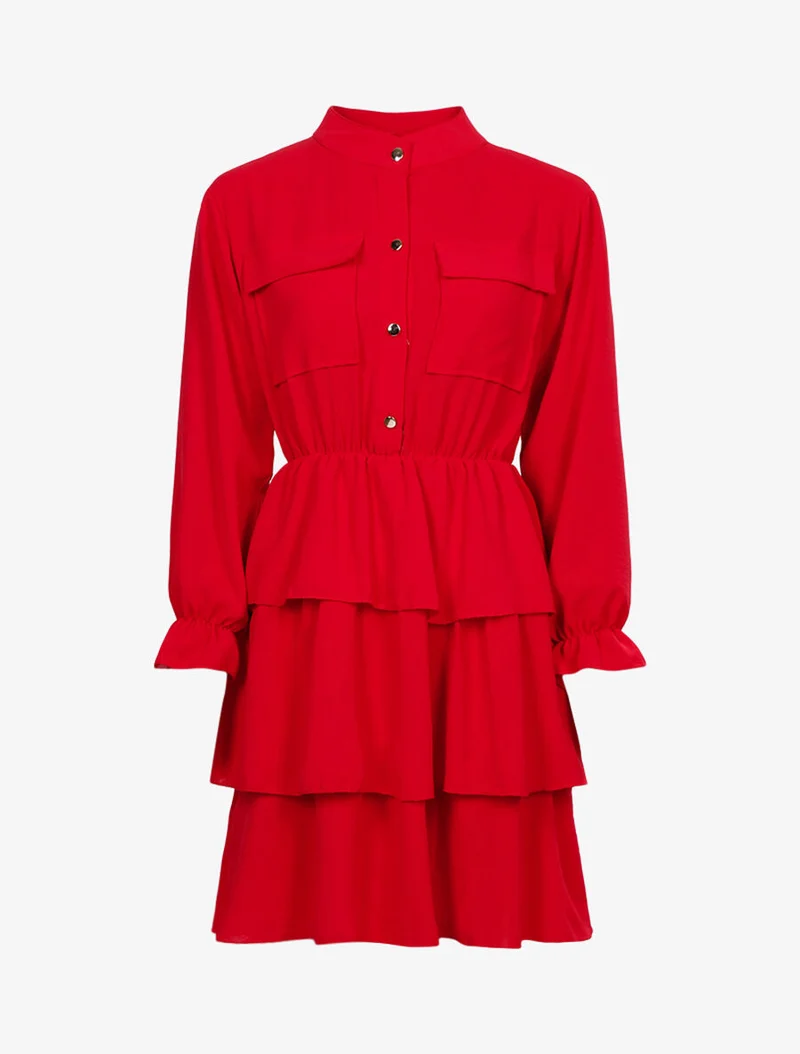 Volantrock-Kleid - Rot