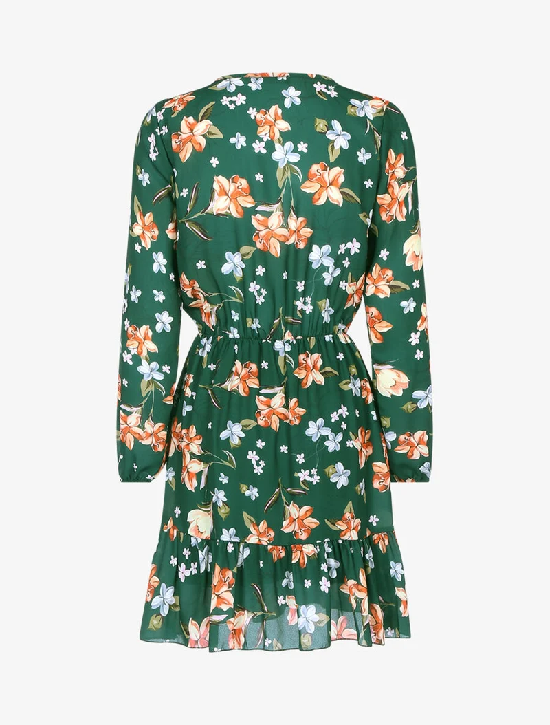 Blumenkleid mit durchbrochenem Oberteil - Grün