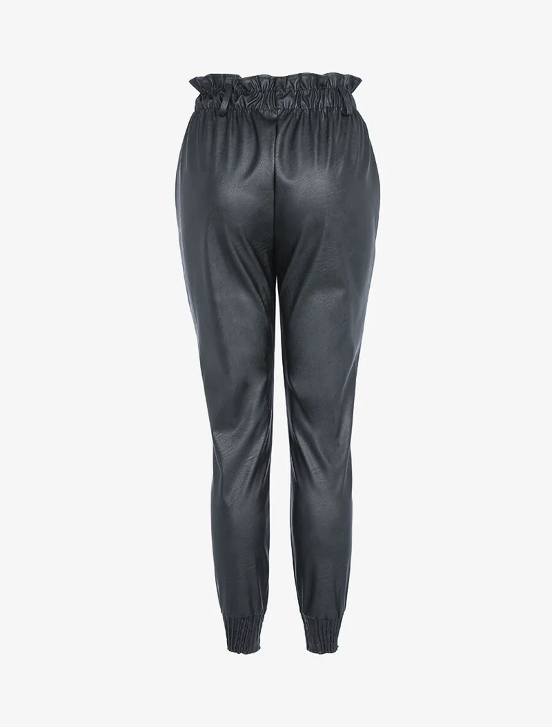 Karottenhose aus Kunstleder - Schwarz