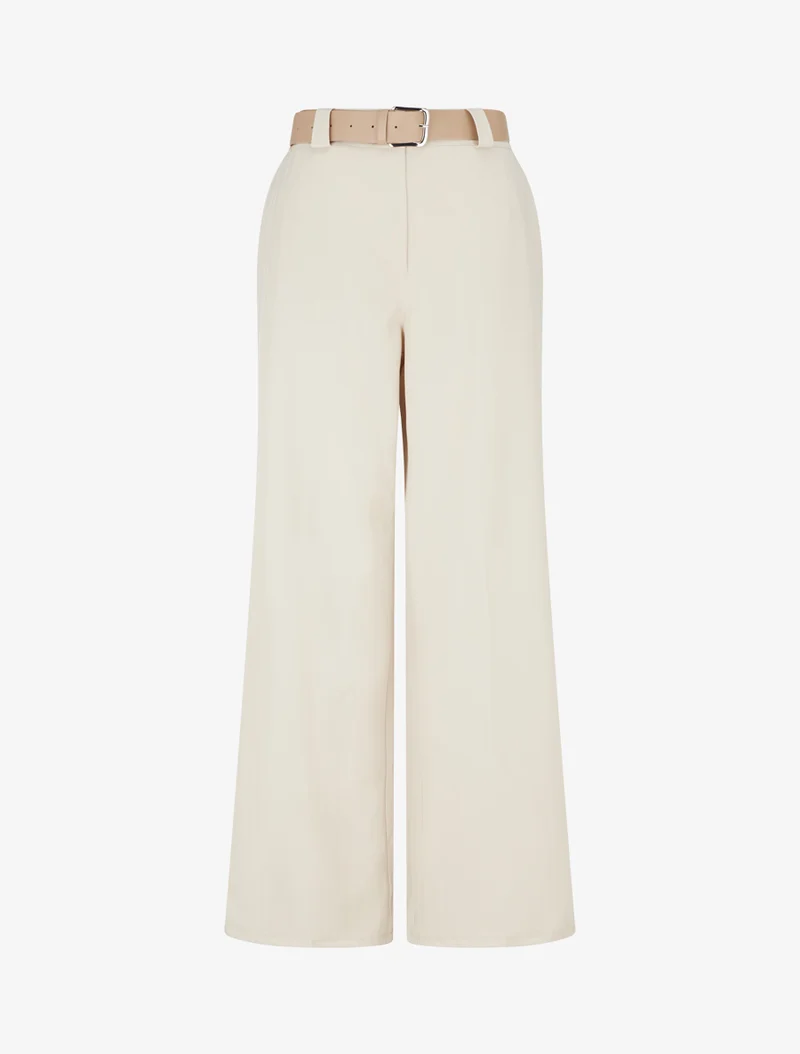 Weite Hose mit Streifenmuster - Beige