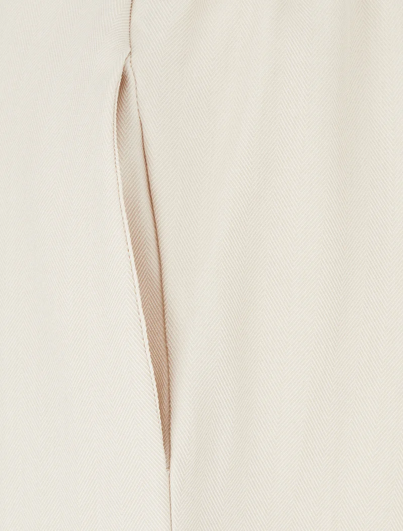 Weite Hose mit Streifenmuster - Beige