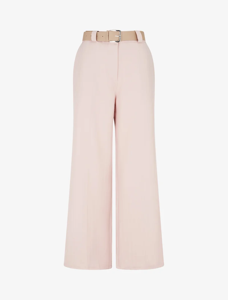 Weite Hose mit Streifenmuster - Rose