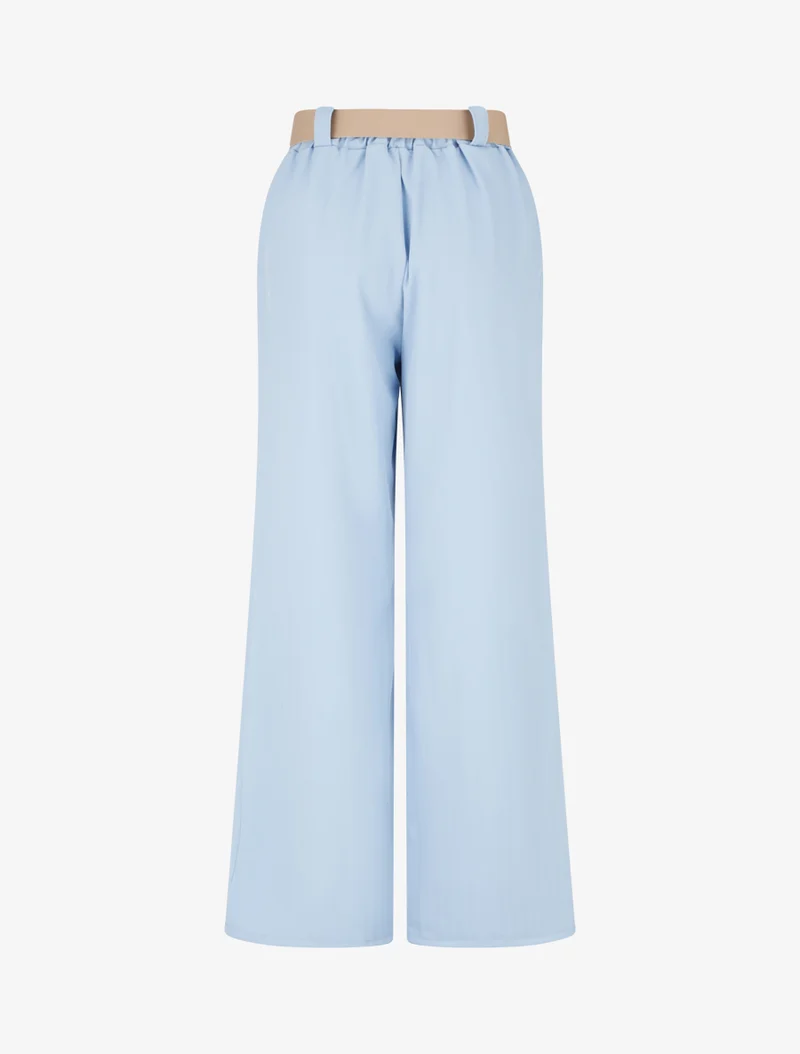 Weite Hose mit Streifenmuster - Himmelblau