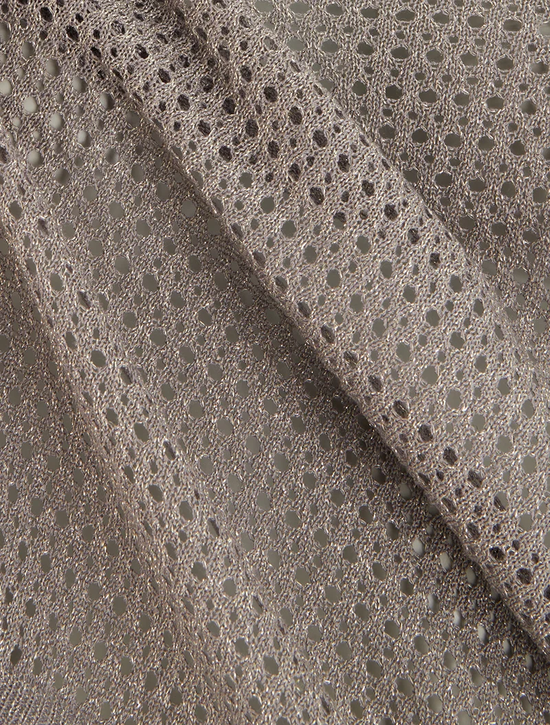 Durchbrochenes und schimmerndes Feinstrick-Top - Maulwurf