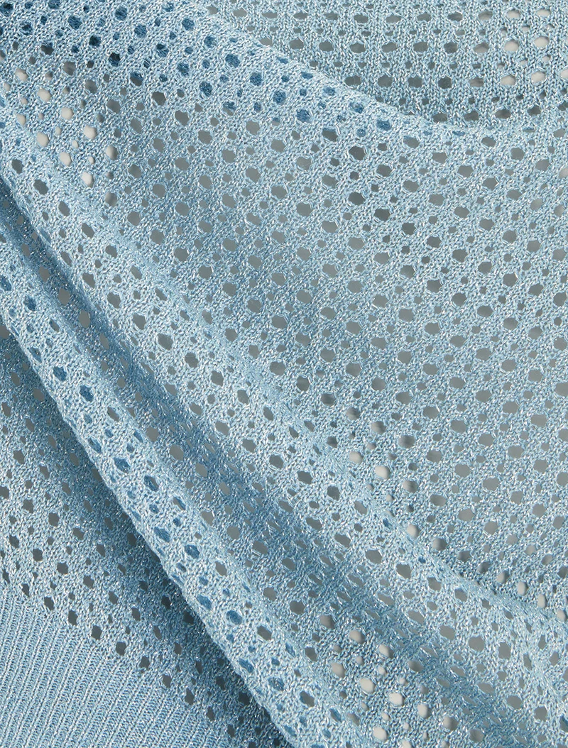 Durchbrochenes und schimmerndes Feinstrick-Top - Himmelblau