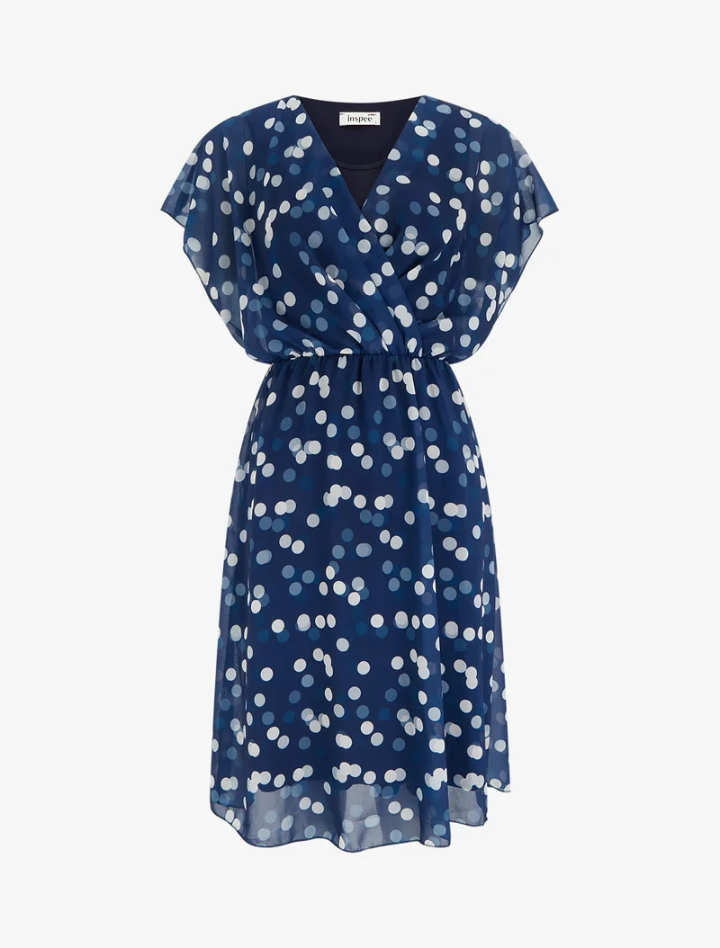 Wickelkleid mit Tupfenmuster - Marine