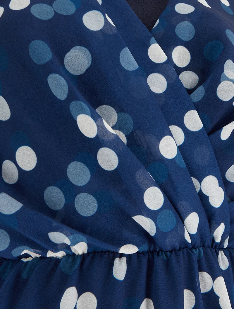 Wickelkleid mit Tupfenmuster - Marine