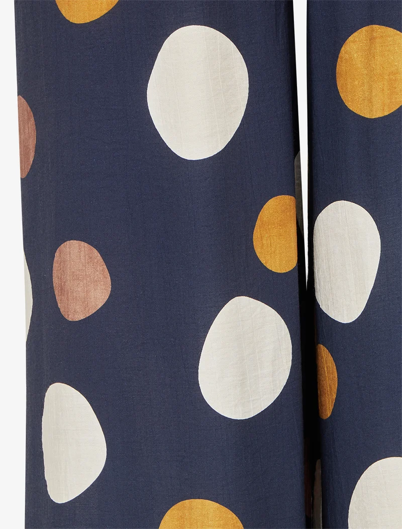 Hose mit Runddrucken und elastischem Bund in hoher Taille - Marine