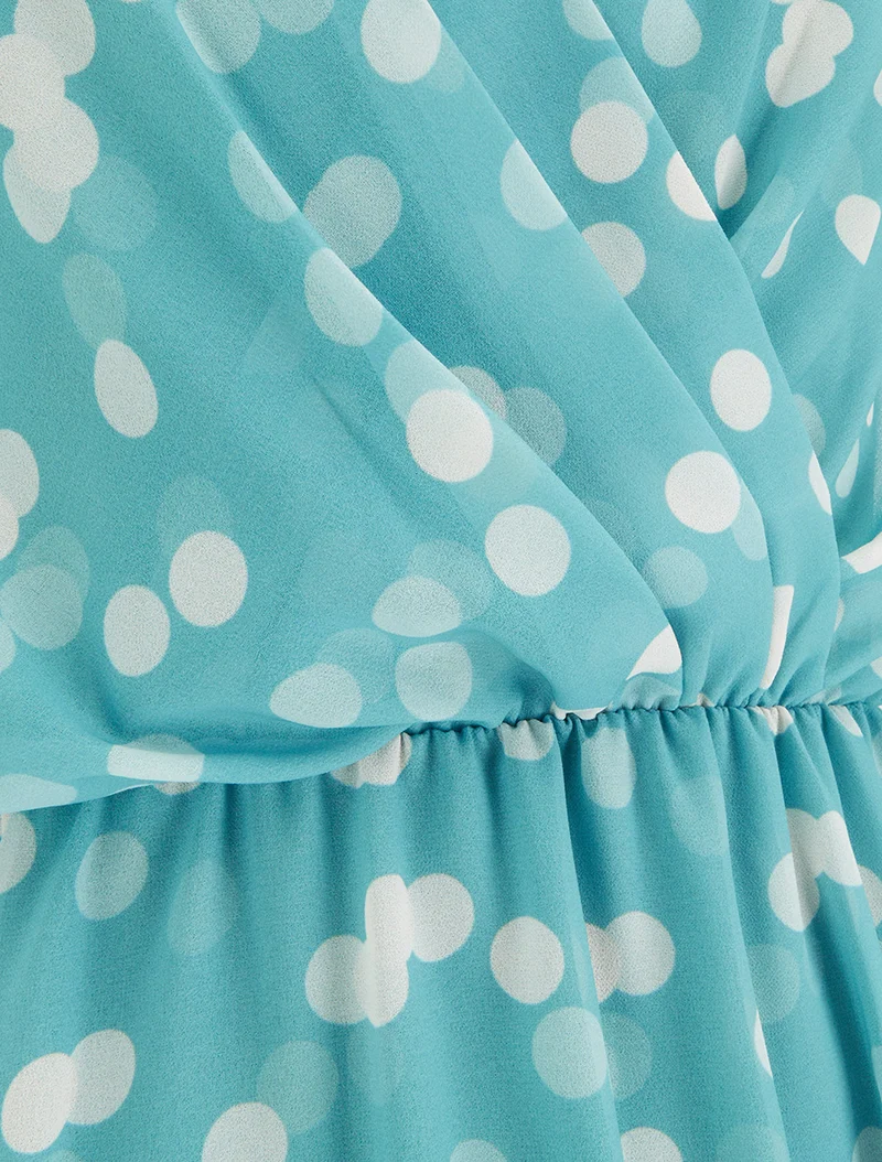 Wickelkleid mit Tupfenmuster - Wassergrün