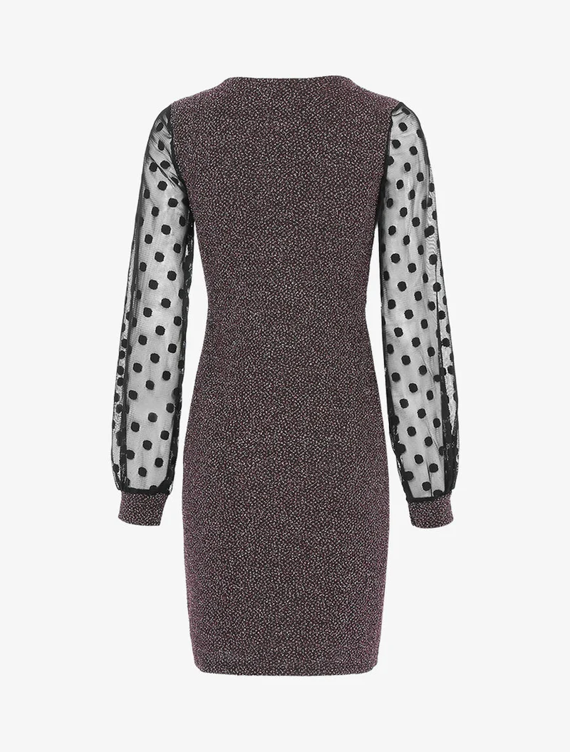 Irisierendes Kleid mit durchbrochenen Ärmeln - Champagner