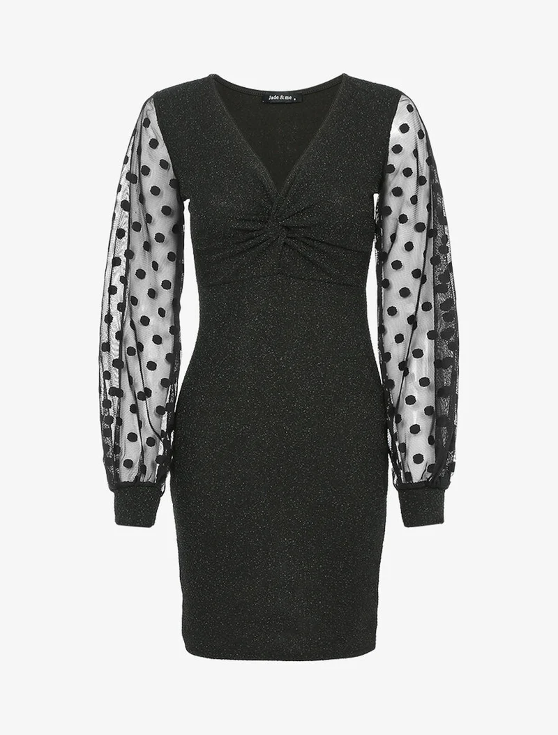 Irisierendes Kleid mit durchbrochenen Ärmeln - Schwarz
