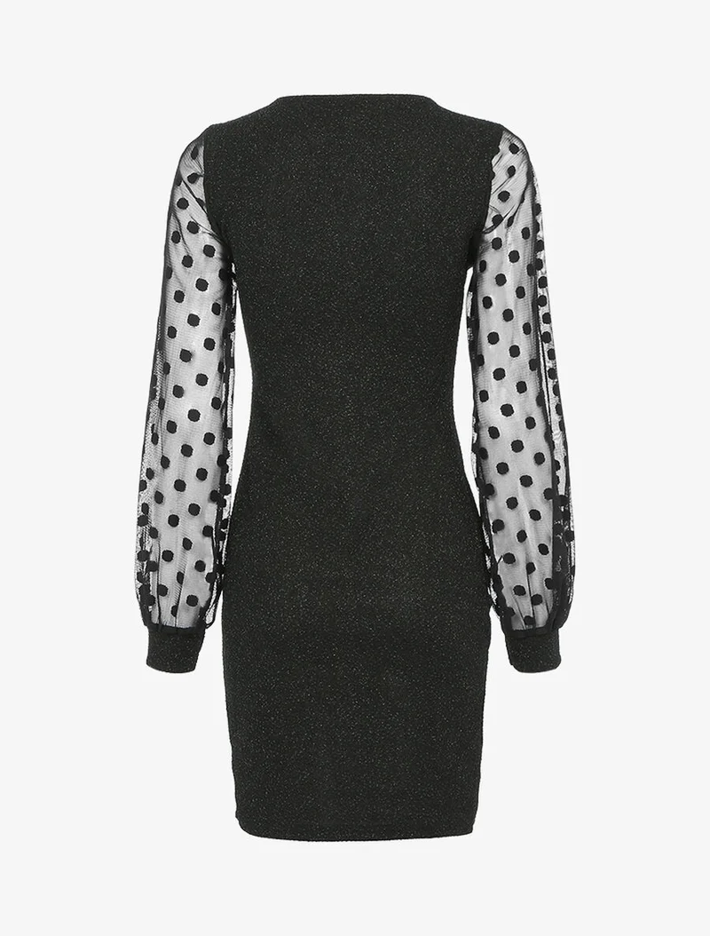 Irisierendes Kleid mit durchbrochenen Ärmeln - Schwarz