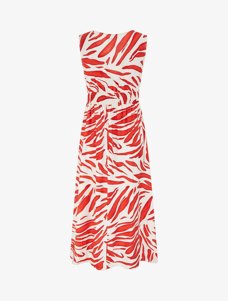 Kleid mit fantasievollem Druck und Wickelausschnitt - Rot