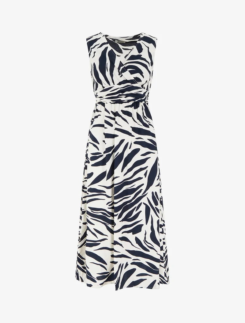 Kleid mit fantasievollem Druck und Wickelausschnitt - Marine