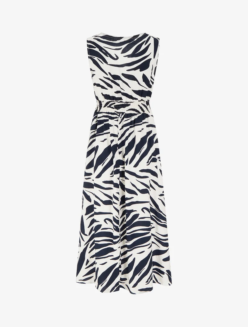 Kleid mit fantasievollem Druck und Wickelausschnitt - Marine