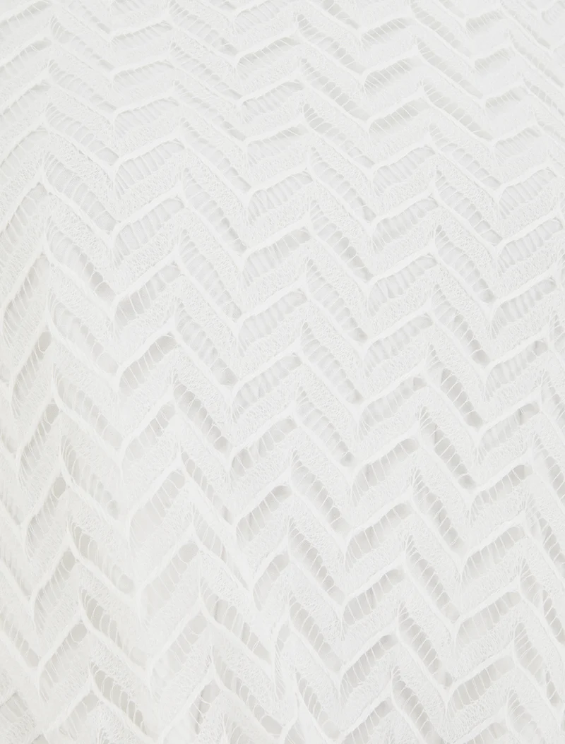 Chevron-Stil Kurzarmstricktop - Weiß