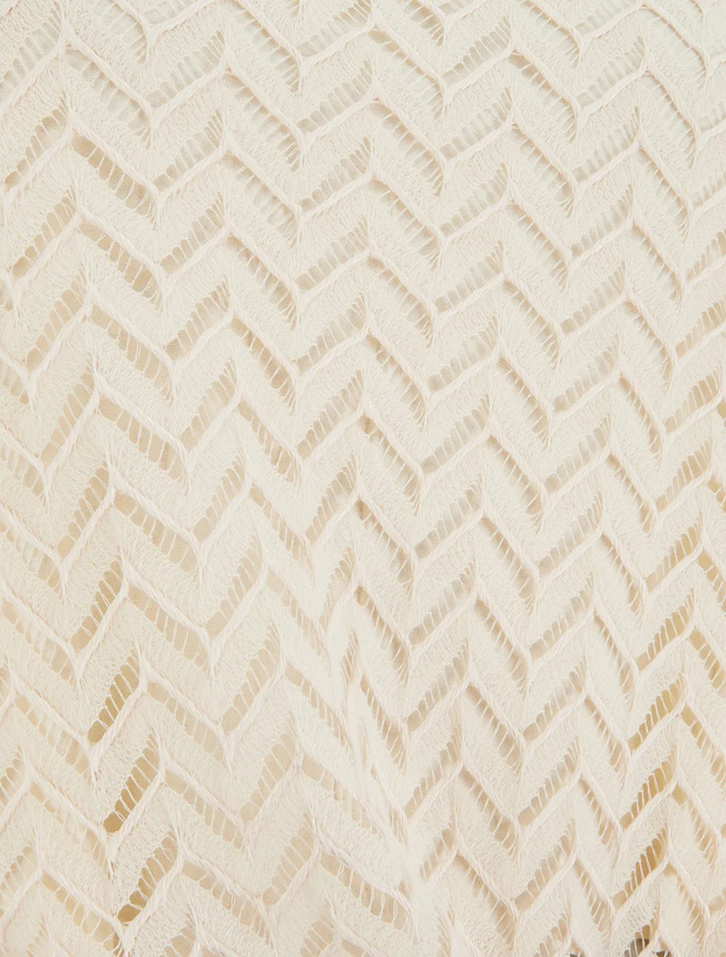 Chevron-Stil Kurzarmstricktop - Beige