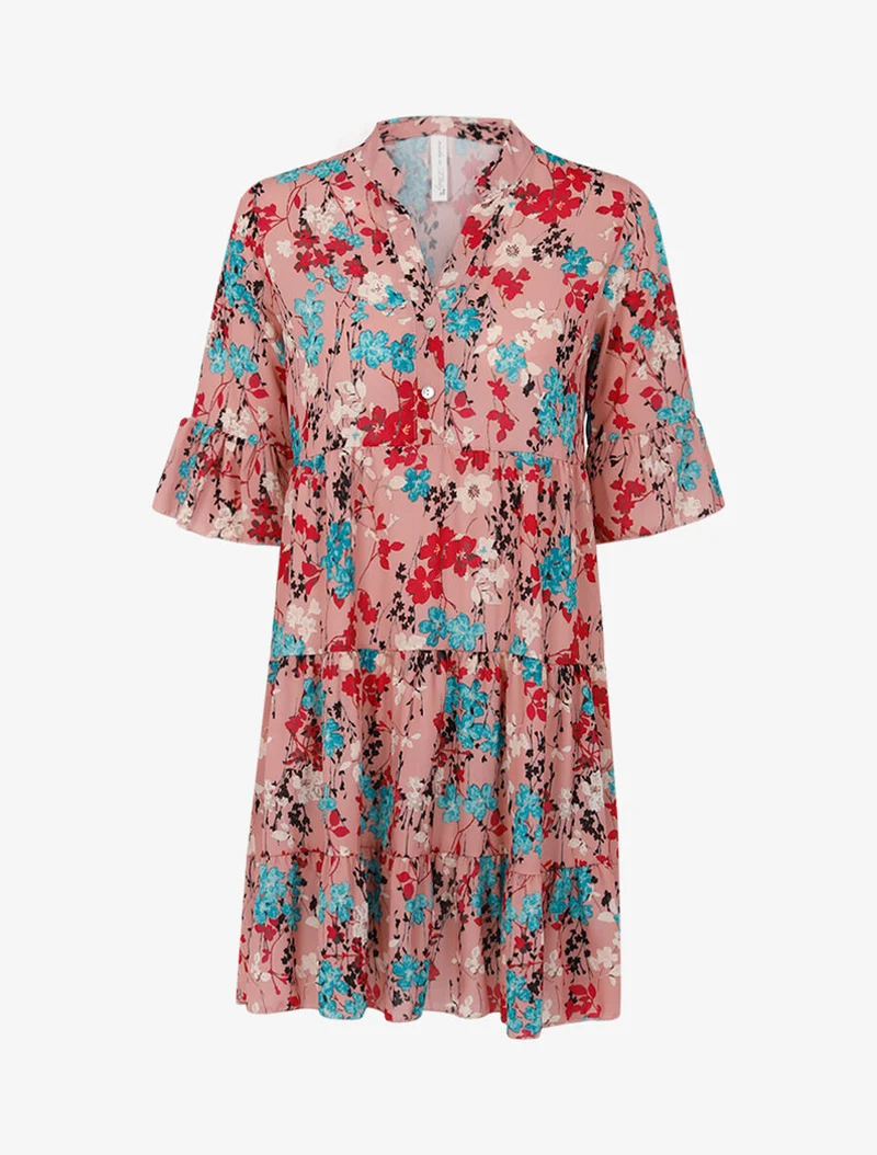 Weit geschnittenes Kleid mit geradem Schnitt und Print - Rose
