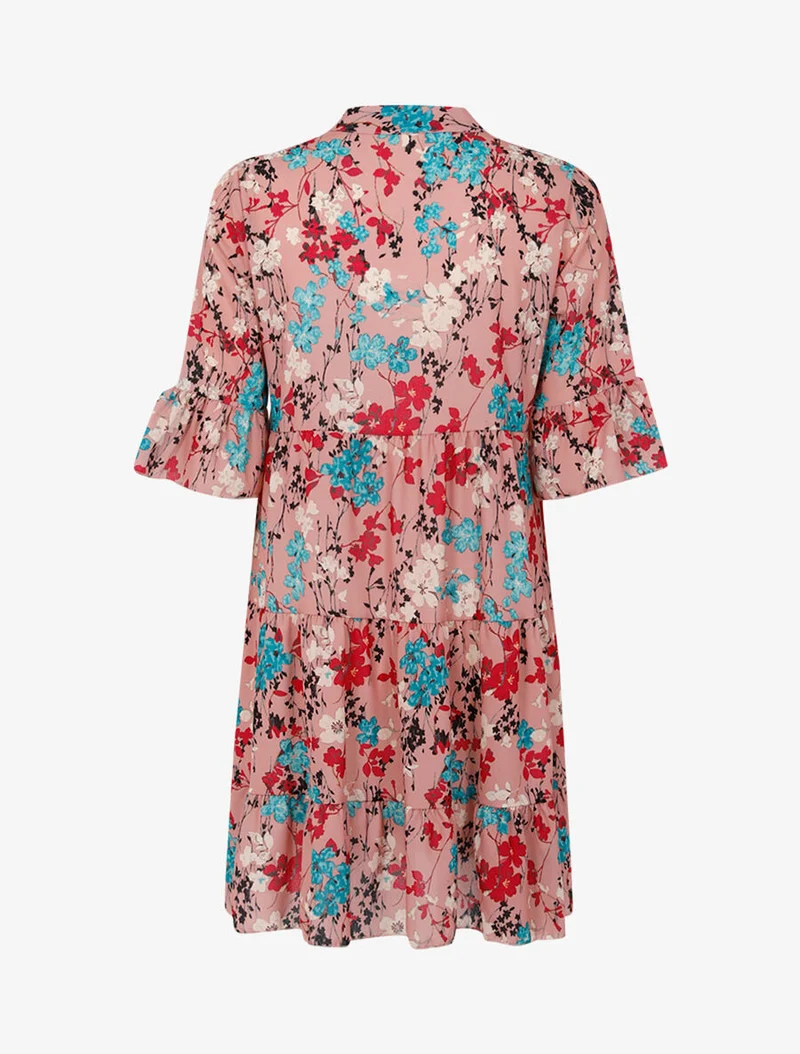 Weit geschnittenes Kleid mit geradem Schnitt und Print - Rose