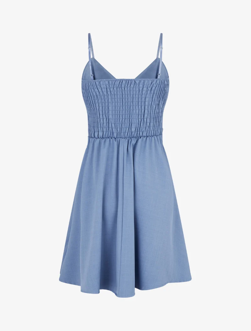 Unifarbenes Skaterkleid mit schmalen Trägern - Blau