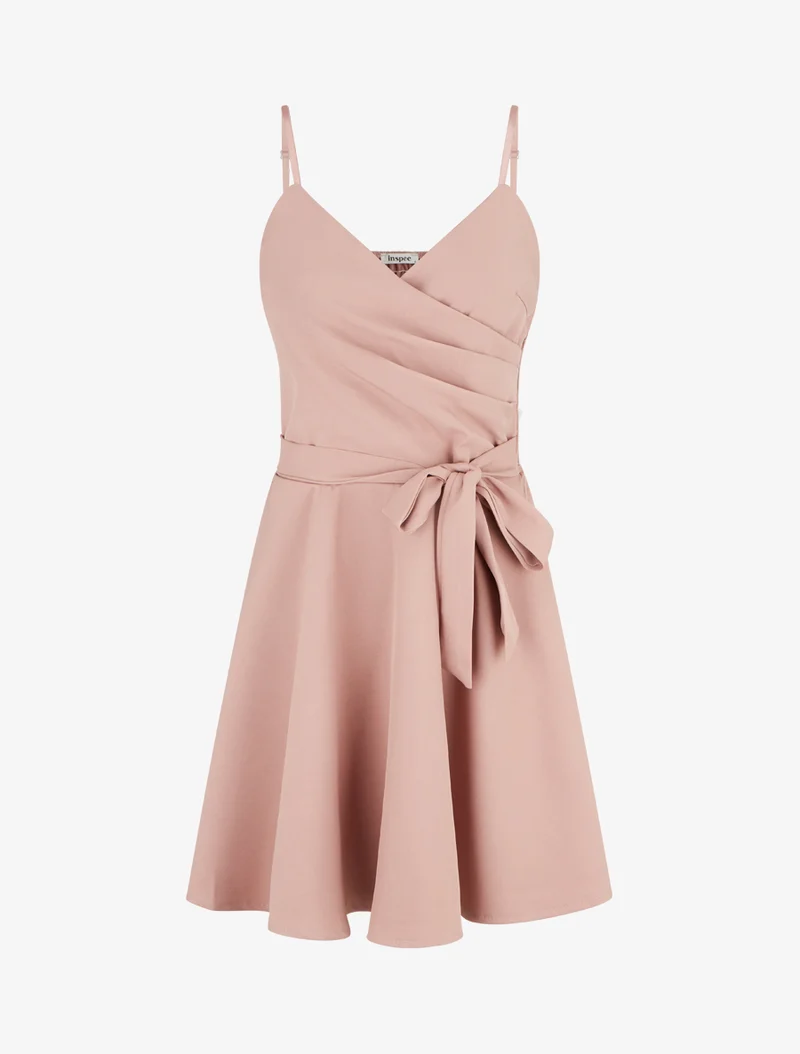Unifarbenes Skaterkleid mit schmalen Trägern - Rose