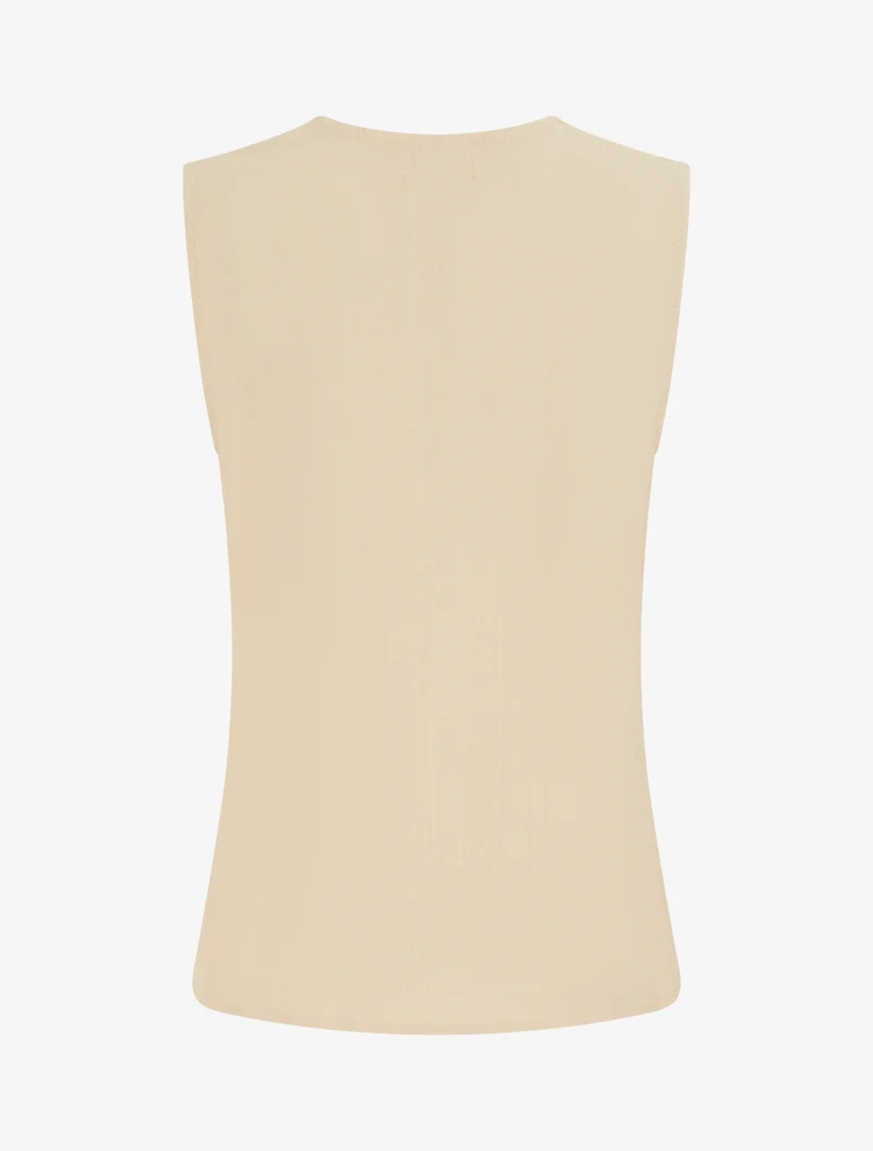 Ärmelloses Top mit stilisiertem V-Ausschnitt - Beige