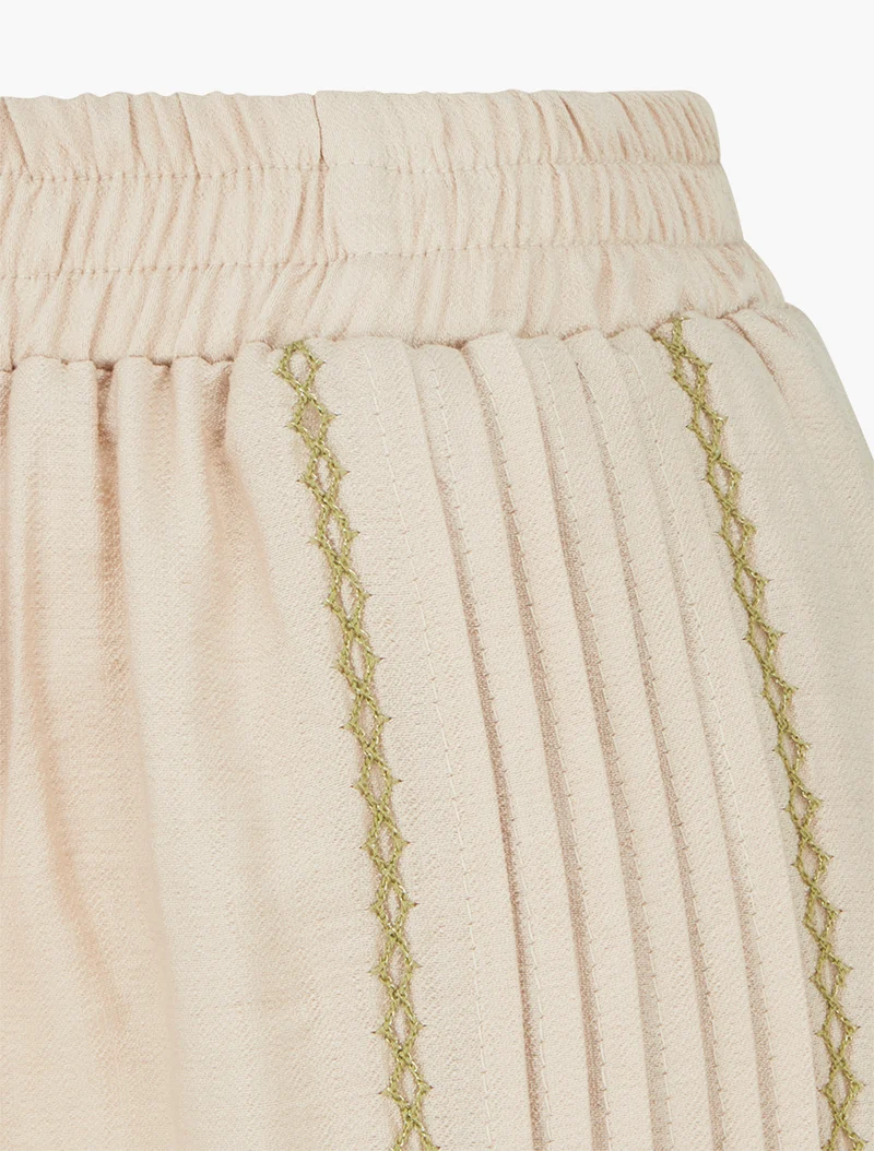 Weite Hose mit Faltendetail - Beige