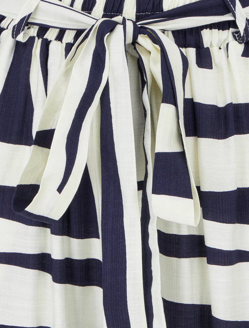 Weit geschnittene Hose mit elastischem Bund und grafischem Print - Marine