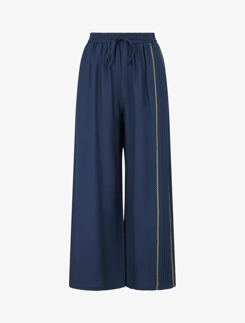 Weite Hose mit Faltendetail - Marine